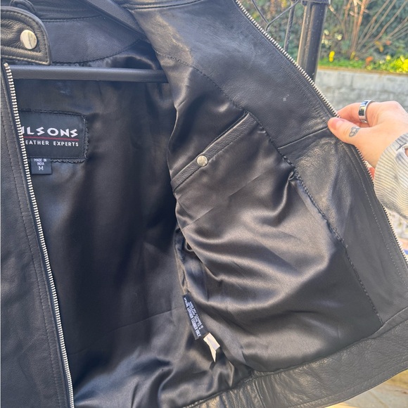 Vintage Wilsons Leather Black Motorcycle Jacket - Picture 5 of 6